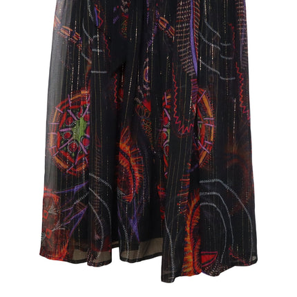 MARIE OLIVER Alice Maxi Dress High Neck Sleeveless Silk Lurex Black Women's S