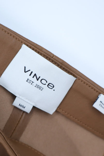 VINCE Leather Pants Camel Tan Flat Front Lamb Pelt Mid Rise Bootcut Women's M
