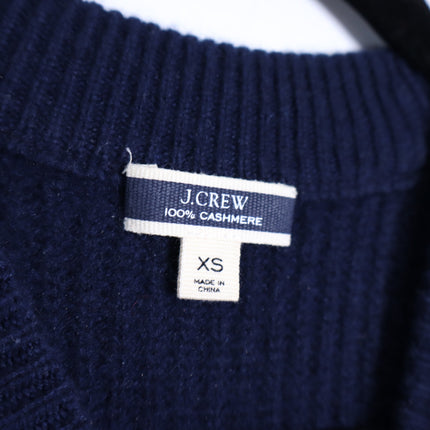 J. CREW 100% Cashmere Puff Sleeve Sweater Navy Blue Mock Neck Women's XS