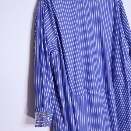 AZ FACTORY x Lutz Huelle Striped Shirtdress White Blue Oversized Women's 38/US 6