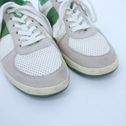 TORY BURCH Hank Court Sneakers White Green Lace Up Low Top Women's 8.5