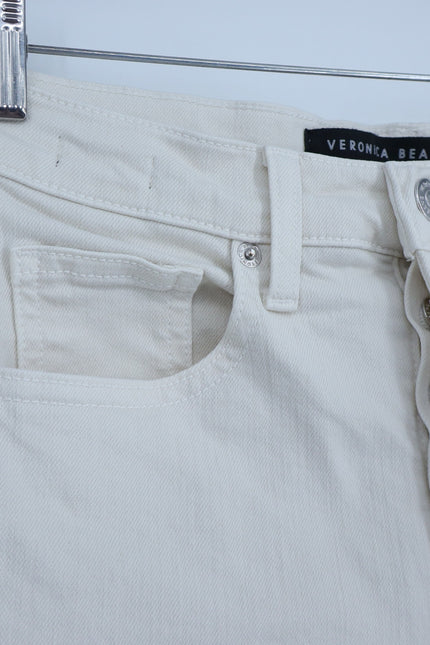 VERONICA BEARD Ryleigh Slim Straight Jeans Ecru High Rise Button Fly Women's 26