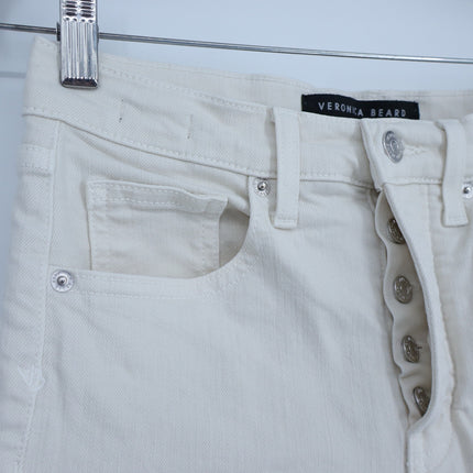 VERONICA BEARD Ryleigh Slim Straight Jeans Ecru High Rise Button Fly Women's 26
