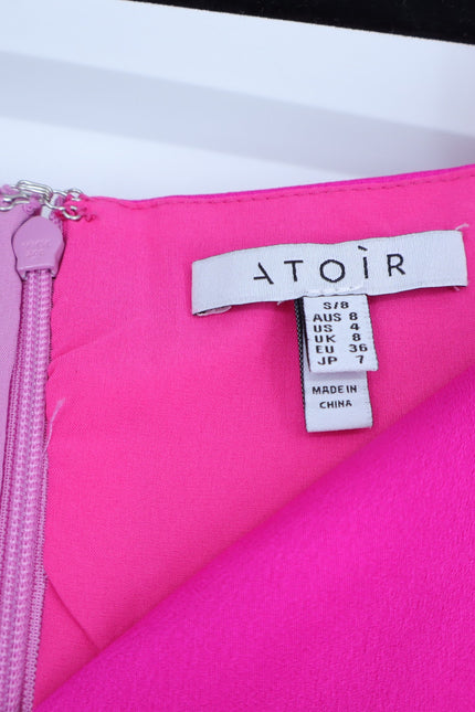 ATOIR Lost To The Night Dress Pink Fuchsia Mini Balloon Hem Puff Sleeve Womens 4