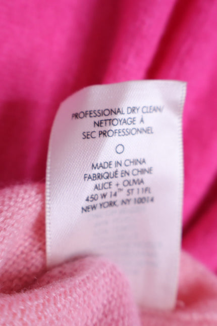 ALICE + OLIVIA Gleeson Cashmere Sweater Dip Dye Ombre Pink Long Sleeve Women's L