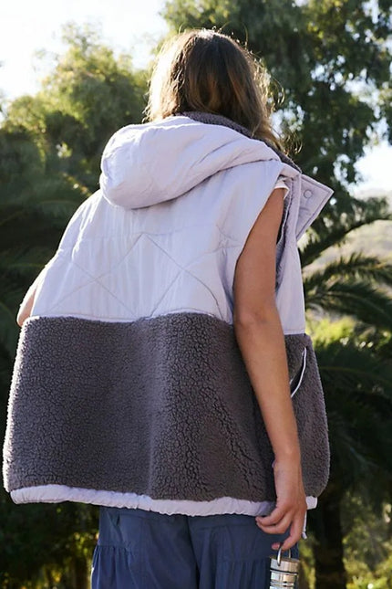 FP MOVEMENT Adventure Awaits Fleece Vest Shark Combo Lavender Women's S